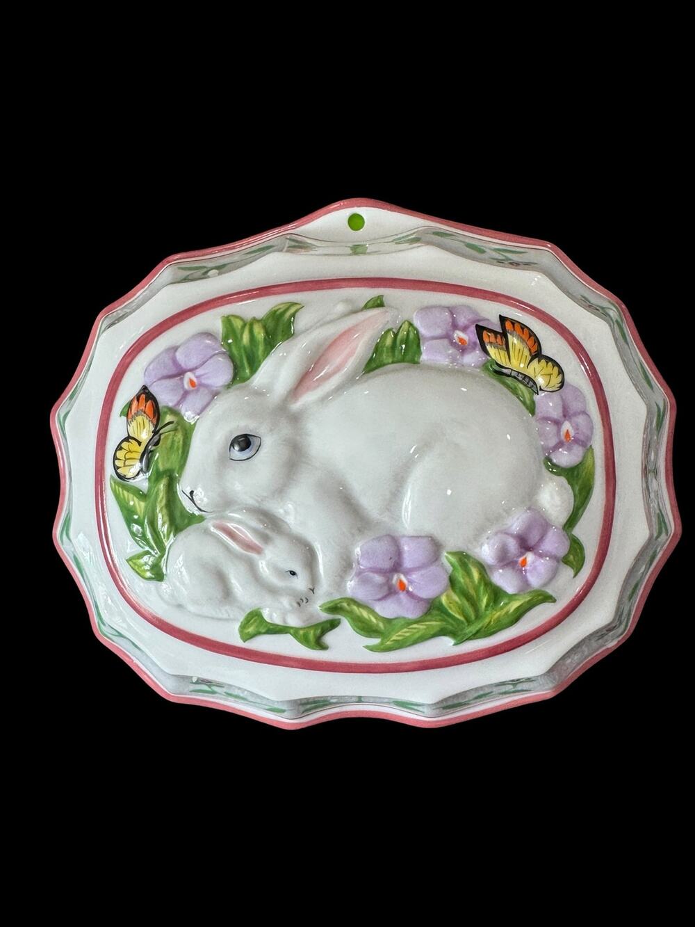Le Cordon Bleu Franklin Mint Bunny Rabbits Butterflies Ceramic Wall Jello Mold